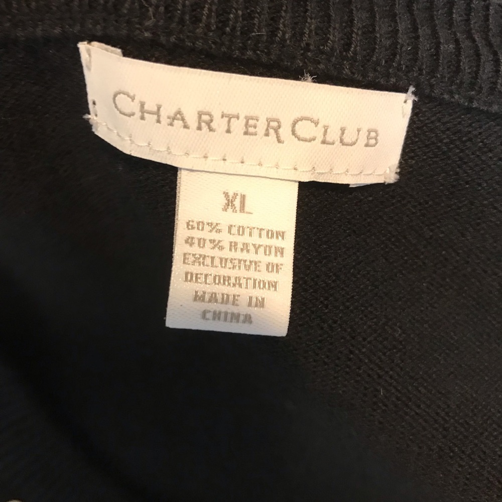 Charter Club XL Black, White Embroidered Sweater - Picture 7 of 9